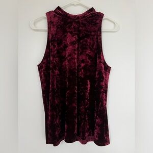 Burgundy velvet tank with keyhole back